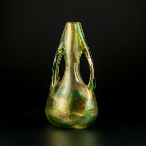 ART GLASS 花瓶 赤 黒 黄 緑 A.Seguzo Macchie ambra verde 花器 | 全ての商品 | 黒壁公式